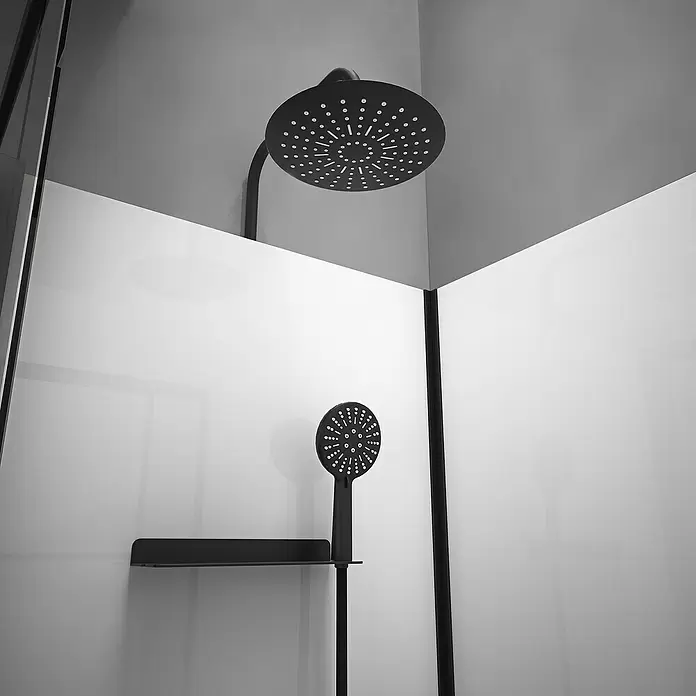Komplettdusche Graphic 110 - 80 x 110 x 230 cm, Weiß/Schwarz - Detailaufnahme