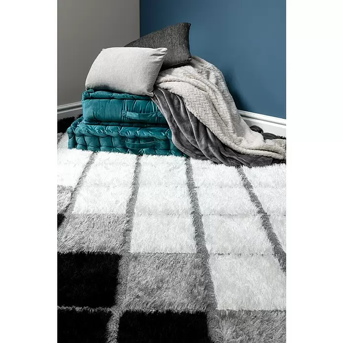 Alfombra de pelo largo Oxford Deco - Negro, 230 x 160 cm, 100% Poliéster - Foto ambiente