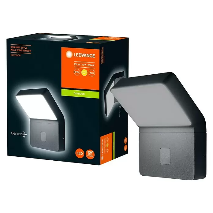Ledvance LED-Außenstrahler - 12 W, L x B x H: 118 x 17,6 x 21,2 cm, Aluminum, IP44 - Diagonale Ansicht