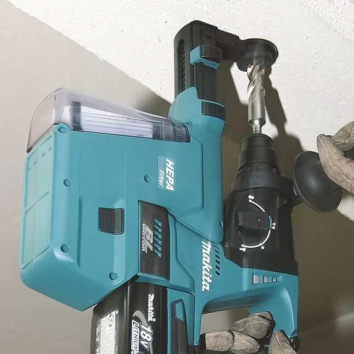 Makita Akku-Kombihammer DHR243RTJ - 18 V, 2 Akkus, 5 Ah, Ohne Staubabsaugung - Detailaufnahme