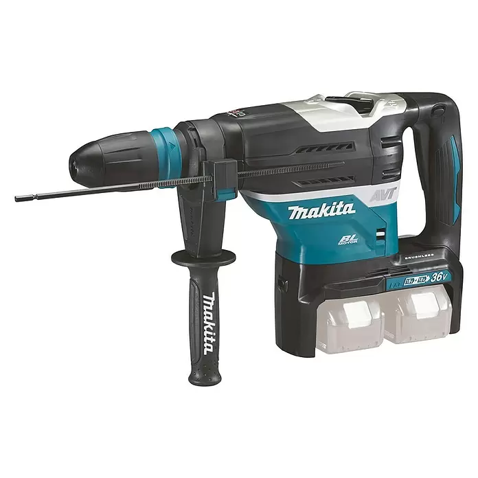 Makita Akku-Bohrhammer DHR400ZKU - 18 V, Ohne Akku, Leerlaufdrehzahl: 250 U/min - 500 U/min, Einzelschlagstärke: 8 J - Diagonale Ansicht