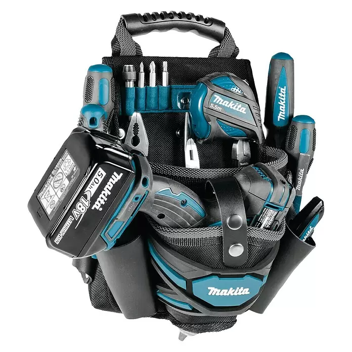 Makita Werkzeug-Gürteltasche mit Schrauberholster E-05125 - 260 x 145 x 270 mm - Diagonale Ansicht
