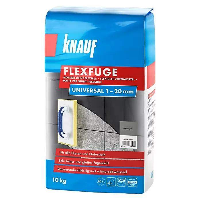 Knauf Flexfuge Universal - Zementgrau, 10 kg - Vorderansicht