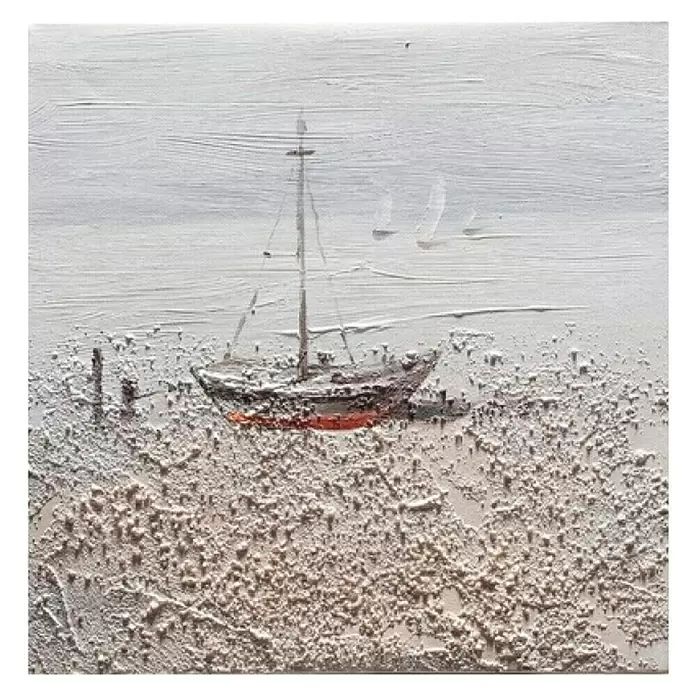 Ručno oslikana slika - Jedrilica, Š x V: 30 x 30 cm - Pogled s gornje strane