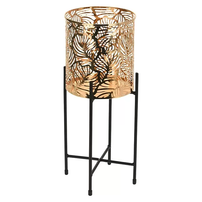 Bloempot - Goud, 35 cm - Diagonaal zicht