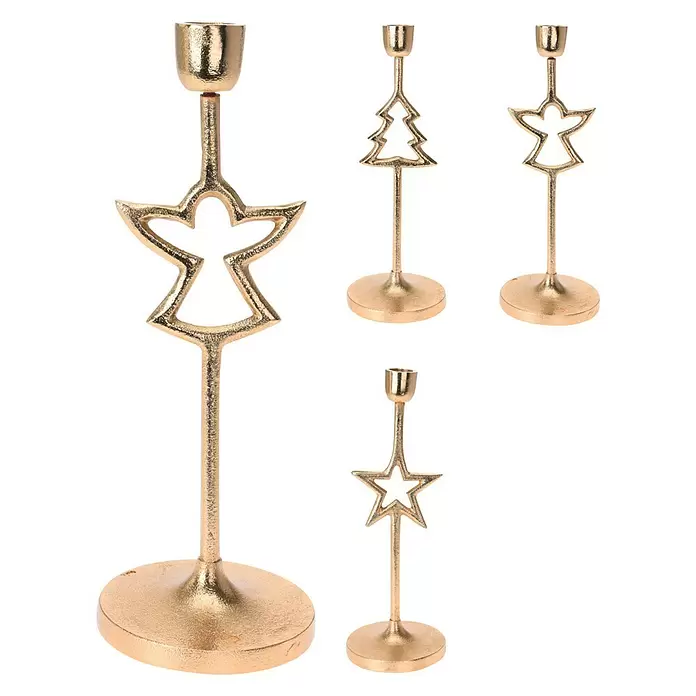 Kaarsenstandaard - 18 cm, Goud - Vooraanzicht