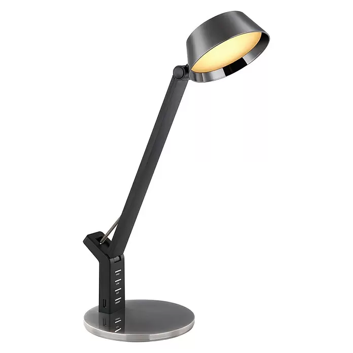 Globo LED-Tischleuchte URSINO - 8 W, L x B x H: 18,5 x 7 x 46,5 cm, Kaltweiß, Schwarz - Diagonale Ansicht