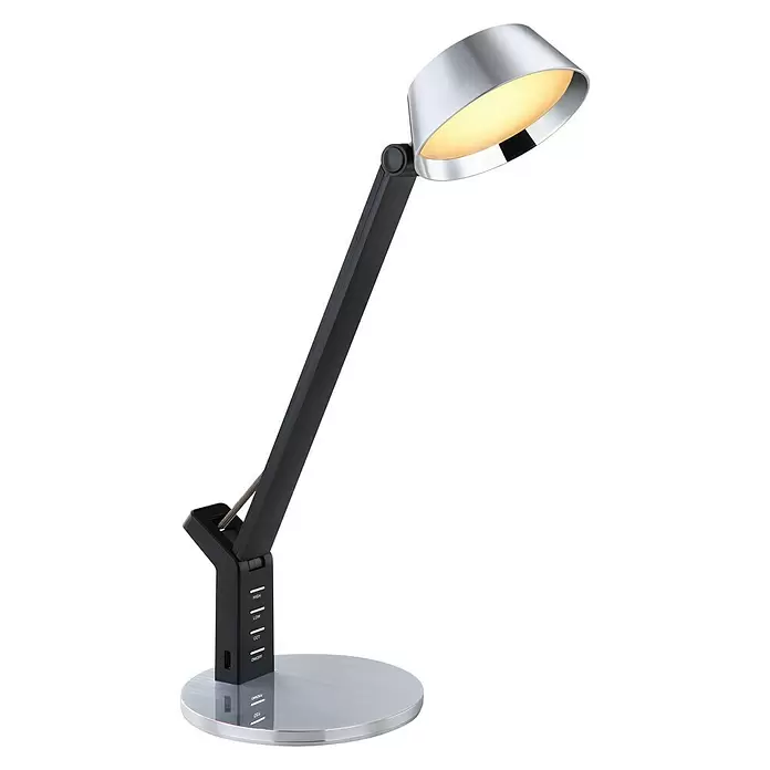 Globo LED-Tischleuchte URSINO - 7 W, L x B x H: 18,5 x 7 x 46,5 cm, Kaltweiß, Silber - Diagonale Ansicht