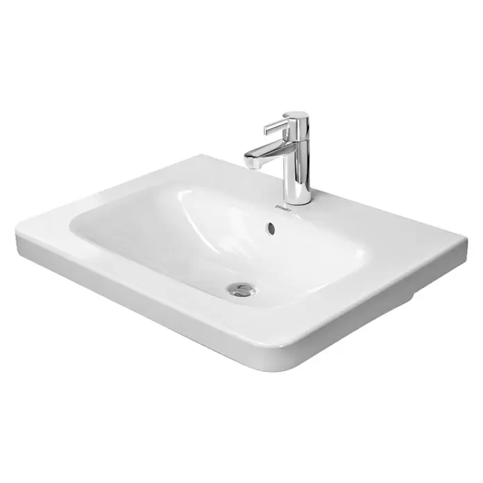 Duravit DuraStyle Waschtisch Typ 1 - 65 x 48 cm, Mit schmutzabweisender Glasur, Hahnloch: Ohne, Mit Überlauf, Weiß - Diagonale Ansicht