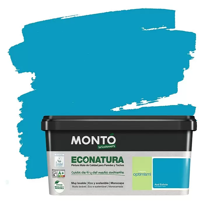 Montó Bricolovers Pintura para paredes EcoNatura - Azul Euforia, 4 l, Mate - Vista frontal