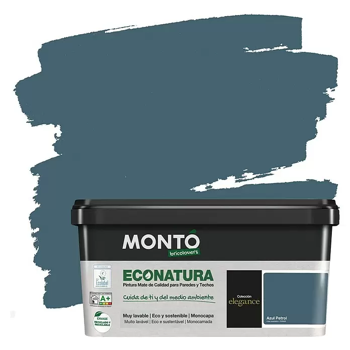 Montó Bricolovers Pintura para paredes EcoNatura - Azul Petrol, 4 l, Mate - Vista frontal