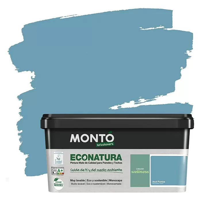 Montó Bricolovers Pintura para paredes EcoNatura - Azul Pureza, 4 l, Mate - Vista frontal