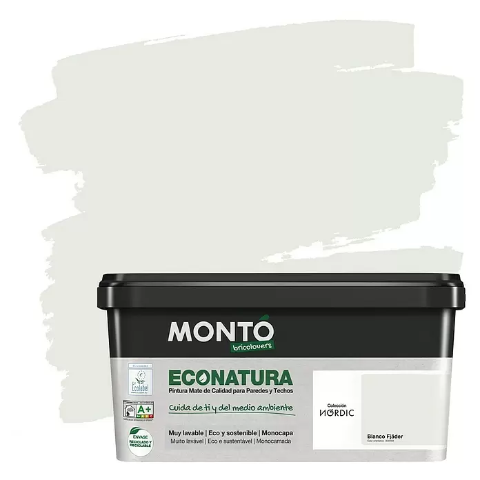Montó Bricolovers Pintura para paredes EcoNatura - Blanco Fjader, 4 l, Mate - Vista frontal