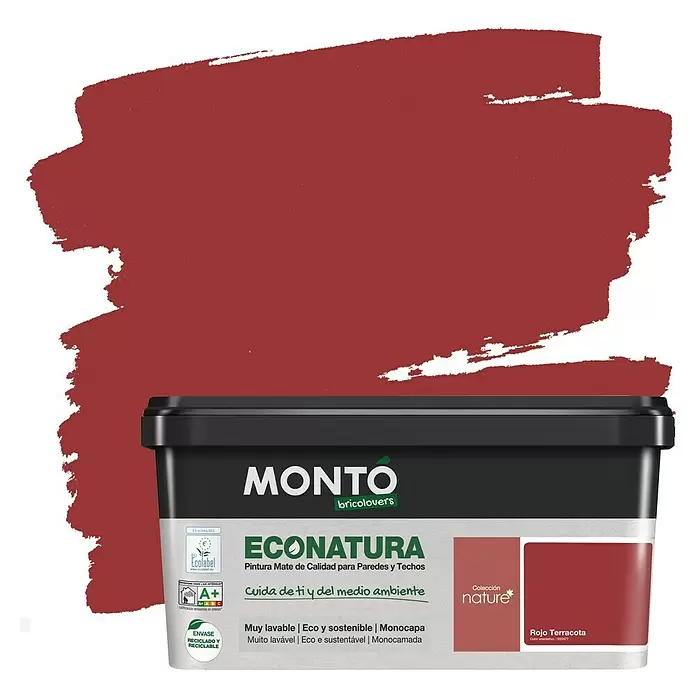 Montó Bricolovers Pintura para paredes EcoNatura - Rojo Terracota, 4 l, Mate - Vista frontal