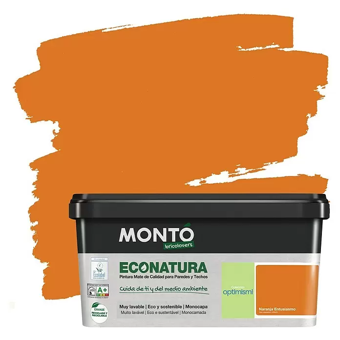Montó Bricolovers Pintura para paredes EcoNatura - Naranja Entusiasmo, 4 l, Mate - Vista frontal