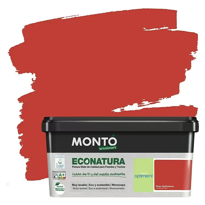 Montó Bricolovers Pintura para paredes EcoNatura - Rojo Optimismo, 4 l, Mate - Vista frontal