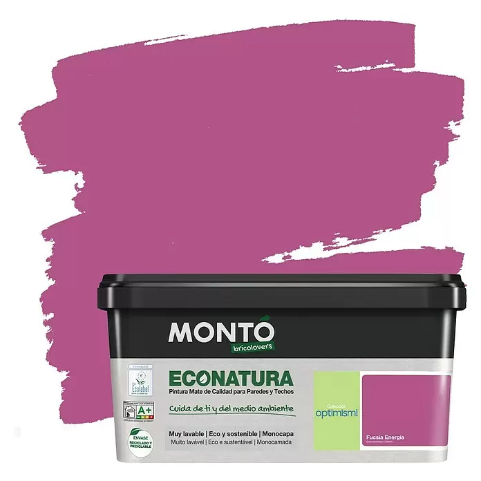 Montó Bricolovers Pintura para paredes EcoNatura - Fucsia Energía, 4 l, Mate - Vista frontal