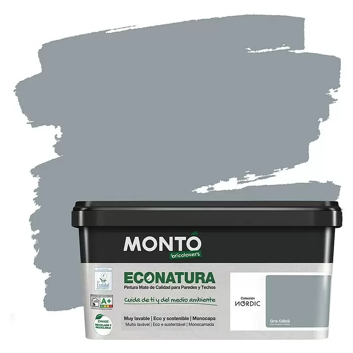 Montó Bricolovers Pintura para paredes EcoNatura - Gris Gabla, 4 l, Mate - Vista frontal