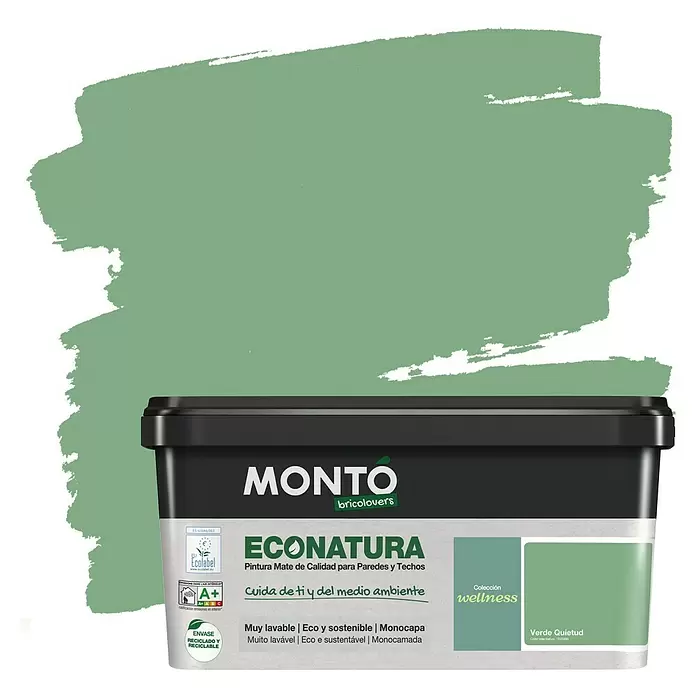 Montó Bricolovers Pintura para paredes EcoNatura - Verde Quietud, 4 l, Mate - Vista frontal