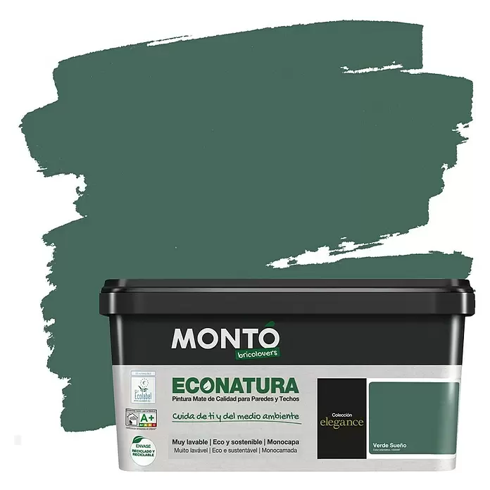 Montó Bricolovers Pintura para paredes EcoNatura - Verde Sueño, 4 l, Mate - Vista frontal