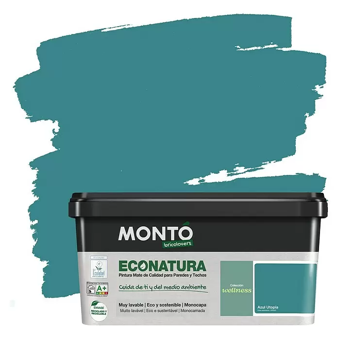 Montó Bricolovers Pintura para paredes EcoNatura - Azul Utopía, 4 l, Mate - Vista frontal
