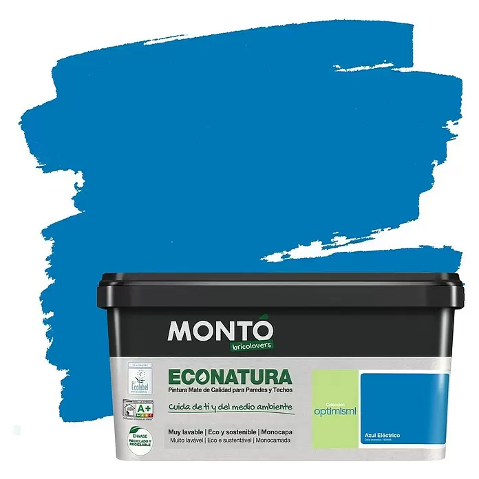 Montó Bricolovers Pintura para paredes EcoNatura - Azul Eléctrico, 4 l, Mate - Vista frontal