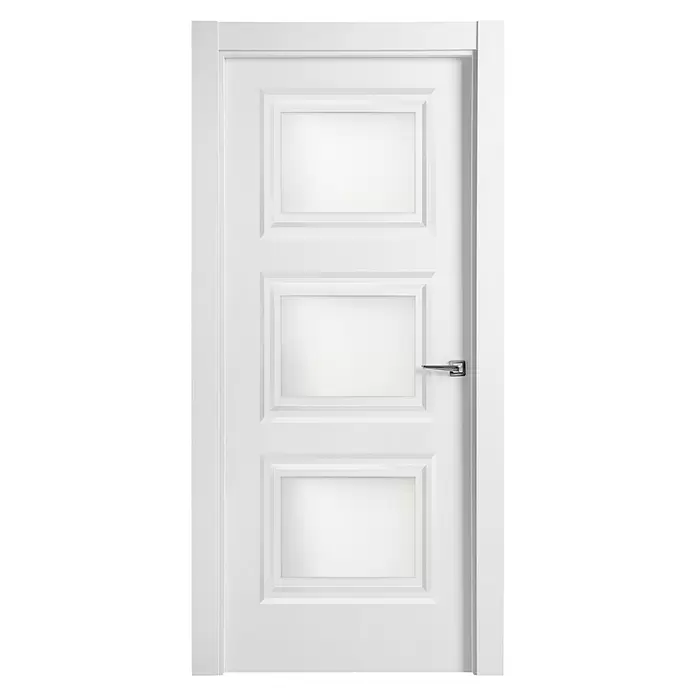 Puerta acristalada Speyer - 72,5 x 203 cm, Izquierda, Blanco lacado, Macizo, Vidriera - Vista frontal