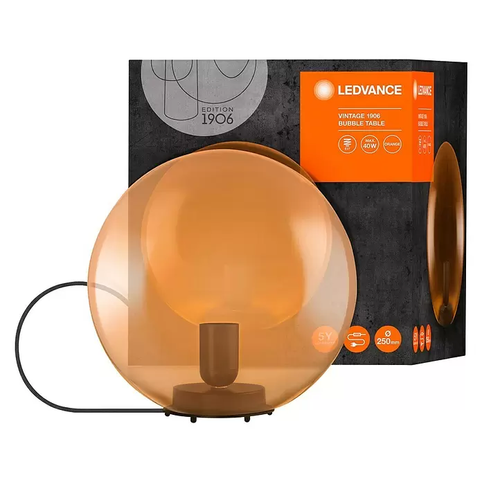 Ledvance Deko-Tischleuchte BUBBLE - L x B x H: 25 x 25 x 245 cm, Orange, E27 - Diagonale Ansicht