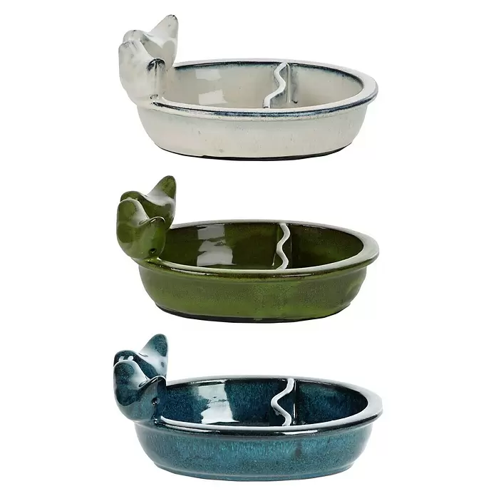 Esschert Design Best for Birds Drink- en voerbak - 21 x 15,5 x 8,6 cm, Keramiek - Vooraanzicht