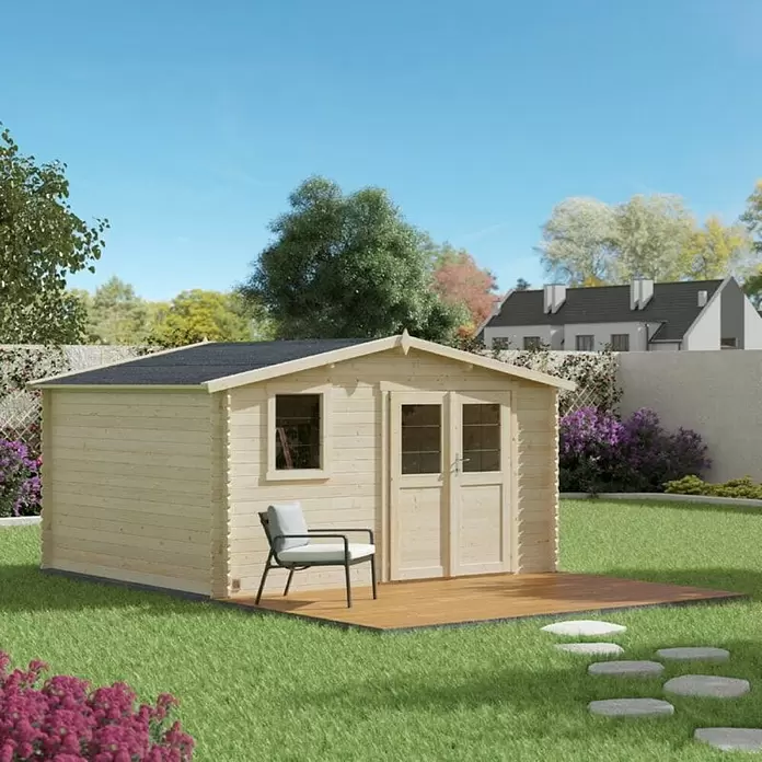 Drvena vrtna kućica Juno - Unutarnje dimenzije: Š x D: 373 x 323 cm, Uporabna površina: 12 m² - Živopisni prikaz