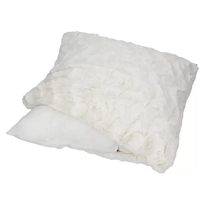 Kissen Smooth - Elfenbein, 45 x 45 cm, 100 % Polyester - Diagonale Ansicht