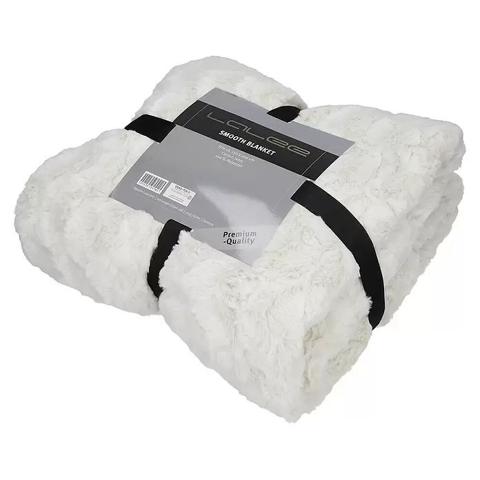Decke Smooth - Elfenbein, 200 x 150 cm, 100 % Polyester - Diagonale Ansicht