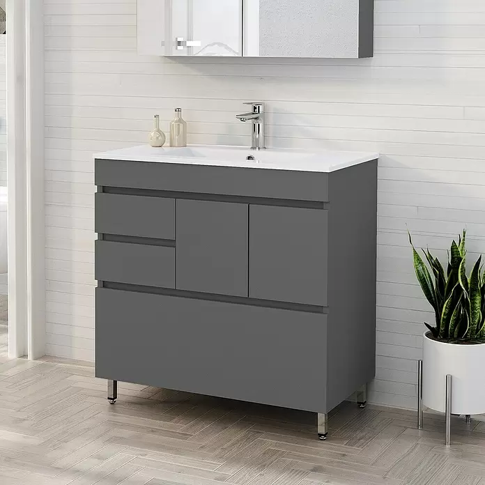 Mueble de lavabo Complet - L x An x Al: 39 x 80 x 85 cm, Gris - Foto ambiente