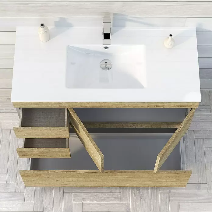 Mueble de lavabo Complet - L x An x Al: 39 x 100 x 85 cm, Nature - Foto ambiente