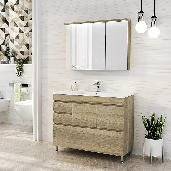 Mueble de lavabo Complet - L x An x Al: 39 x 100 x 85 cm, Nature - Foto ambiente