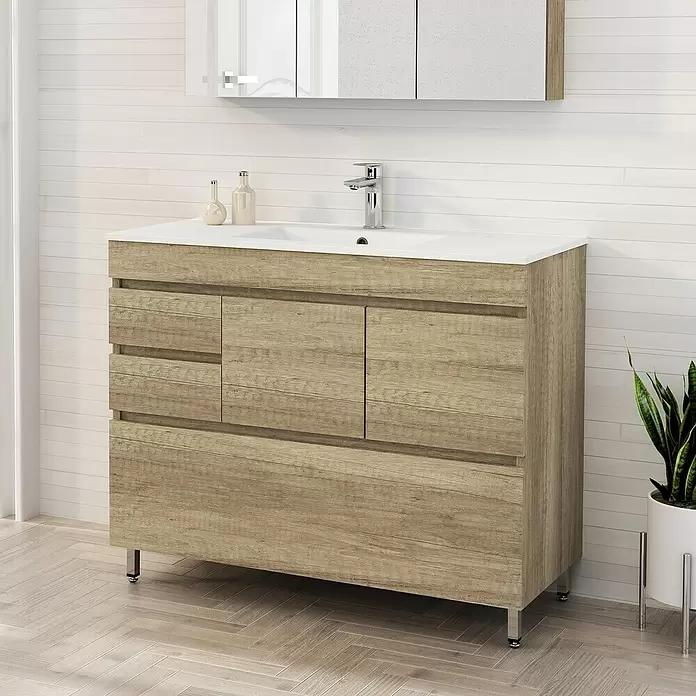 Mueble de lavabo Complet - L x An x Al: 39 x 100 x 85 cm, Nature - Foto ambiente