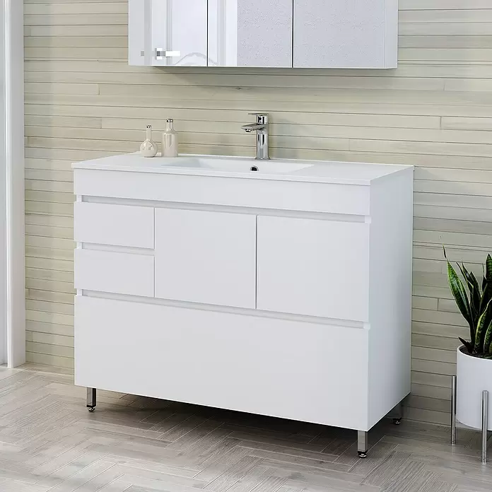 Mueble de lavabo Complet - L x An x Al: 39 x 100 x 85 cm, Blanco - Foto ambiente