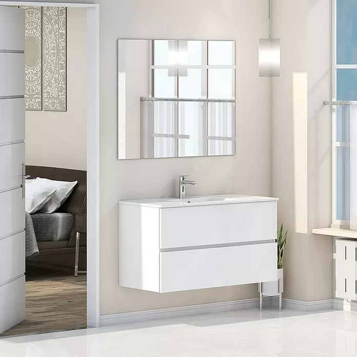 Mueble de lavabo Denver - L x An x Al: 46 x 100 x 54,5 cm, Blanco - Foto ambiente