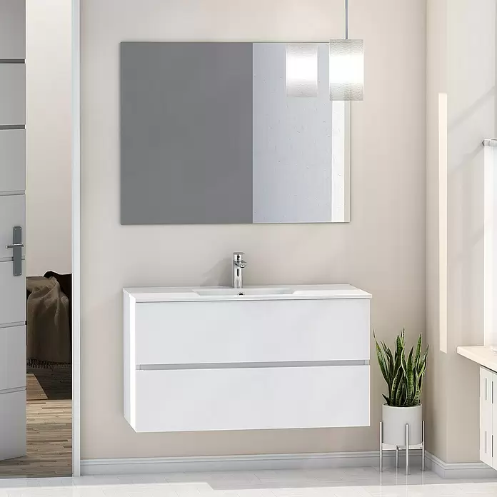 Mueble de lavabo Denver - L x An x Al: 46 x 100 x 54,5 cm, Blanco - Foto ambiente