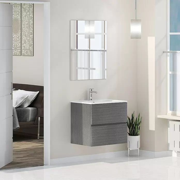 Mueble de lavabo Denver - L x An x Al: 46 x 60 x 54,5 cm, Ceniza - Foto ambiente