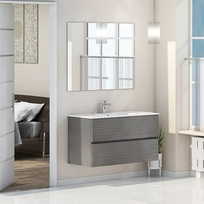 Mueble de lavabo Denver - L x An x Al: 46 x 100 x 54,5 cm, Ceniza - Foto ambiente