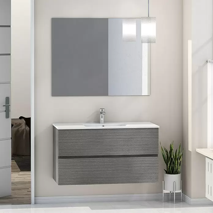 Mueble de lavabo Denver - L x An x Al: 46 x 100 x 54,5 cm, Ceniza - Foto ambiente