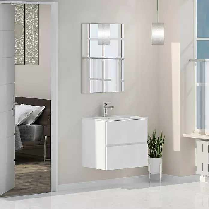 Mueble de lavabo Denver - L x An x Al: 46 x 60 x 54,5 cm, Blanco - Foto ambiente