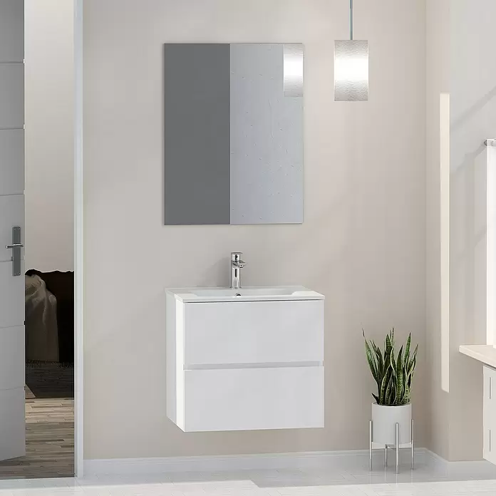 Mueble de lavabo Denver - L x An x Al: 46 x 60 x 54,5 cm, Blanco - Foto ambiente