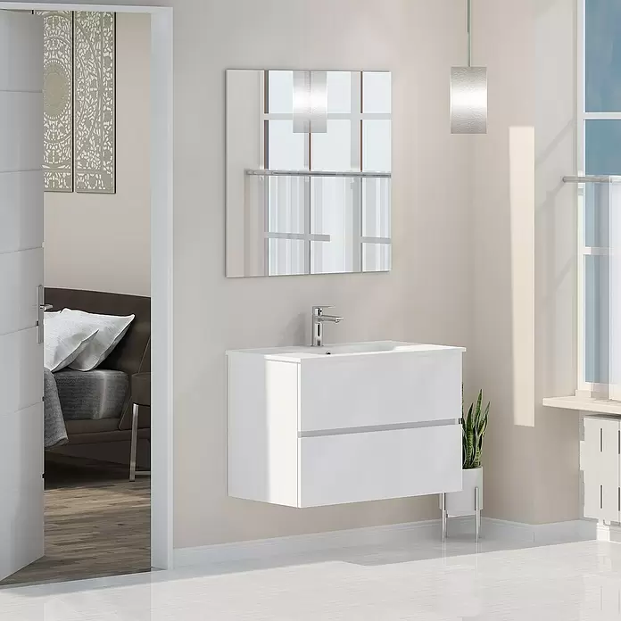 Mueble de lavabo Denver - L x An x Al: 46 x 80 x 54,5 cm, Blanco - Foto ambiente