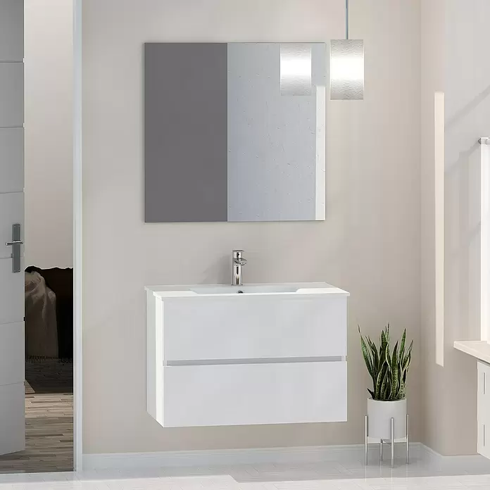 Mueble de lavabo Denver - L x An x Al: 46 x 80 x 54,5 cm, Blanco - Foto ambiente