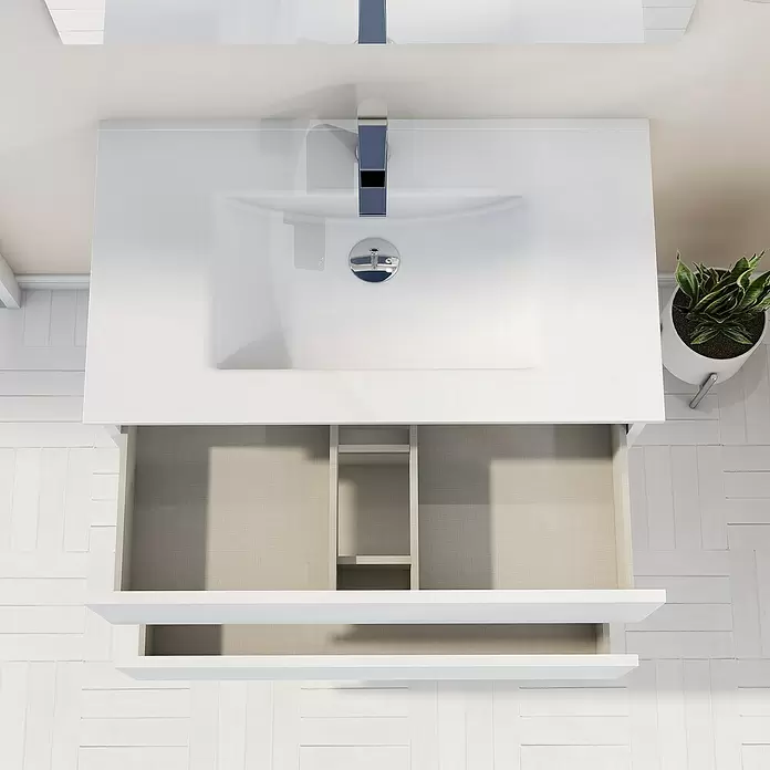 Mueble de lavabo Denver - L x An x Al: 46 x 80 x 54,5 cm, Blanco - Foto ambiente