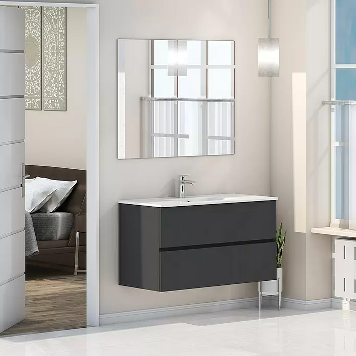 Mueble de lavabo Inca - L x An x Al: 46 x 100 x 54,5 cm, Gris - Foto ambiente
