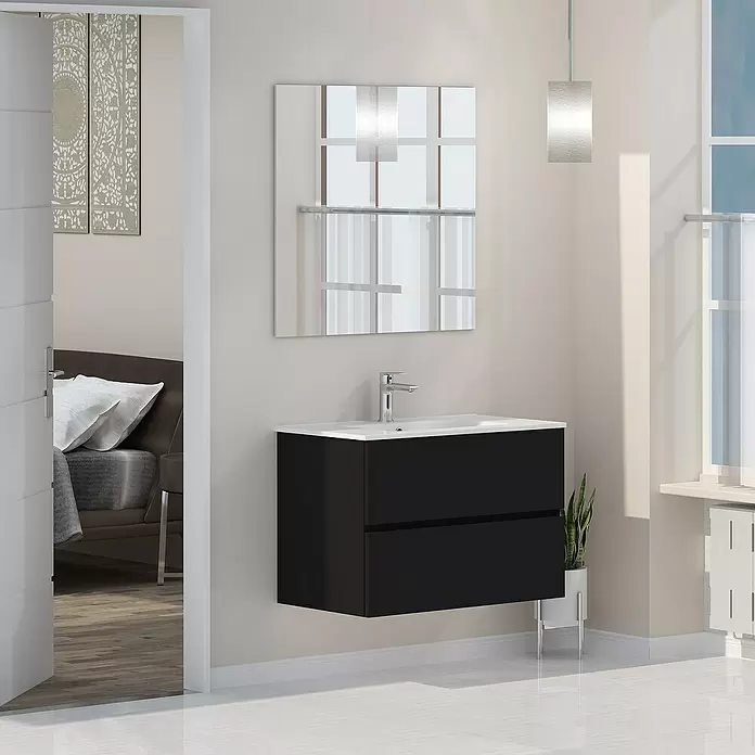 Mueble de lavabo Inca - L x An x Al: 46 x 80 x 54,5 cm, Negro - Foto ambiente