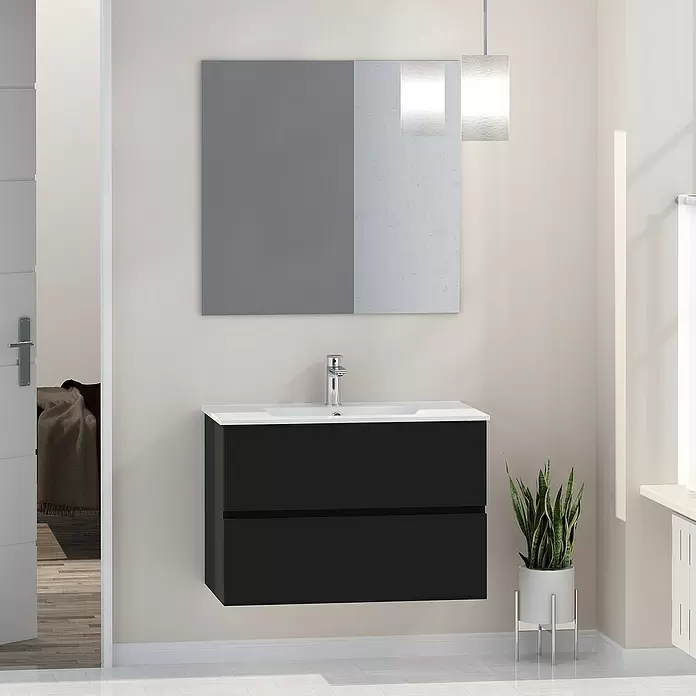 Mueble de lavabo Inca - L x An x Al: 46 x 80 x 54,5 cm, Negro - Foto ambiente